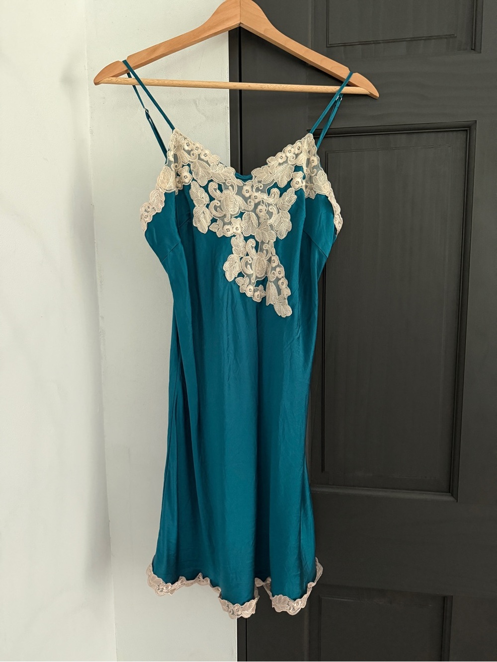 LILY SILK Teal Lingerie Nightgown Slip